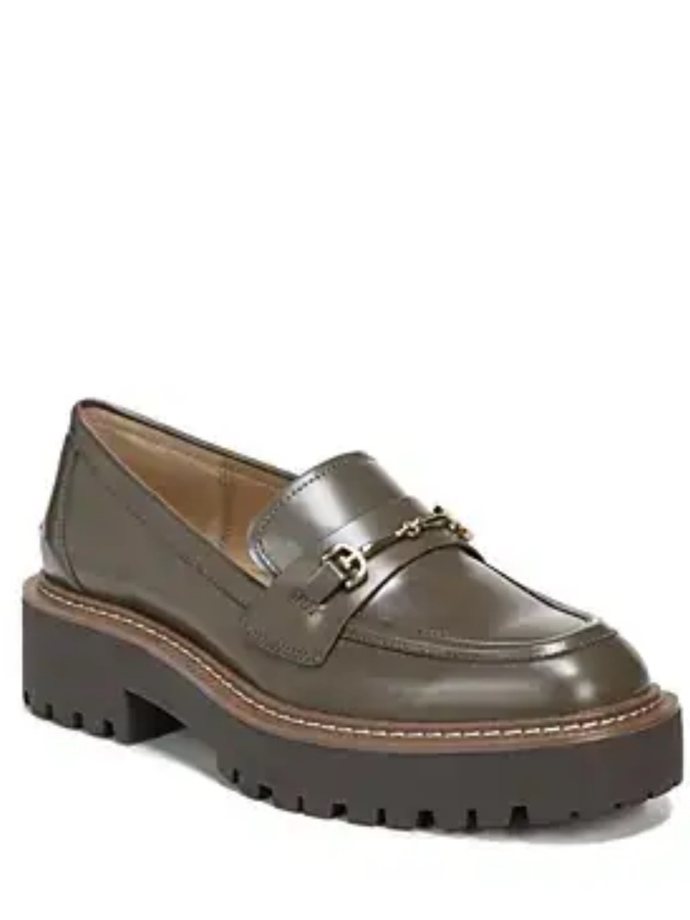 Sam Edelman Laura Olive Leather Lug Horsebit Loafers